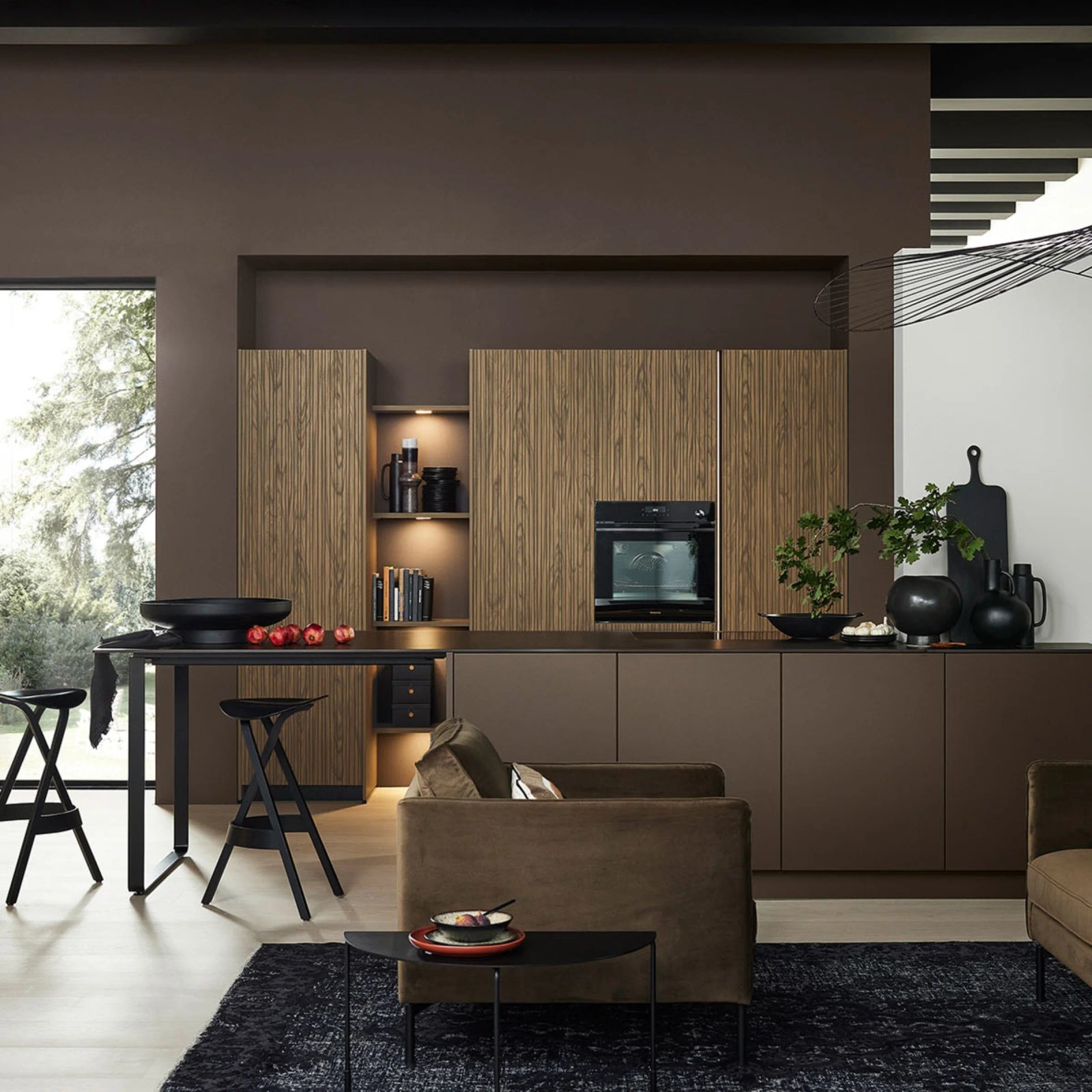 Nolte ARTLINE kitchen, stripe wood choco front